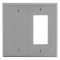 Hubbell Wiring Device-Kellems Wallplate, Mid-Size 2-Gang, 1) Decorator 1) Box Mount Blank, Gray PJ1326GY